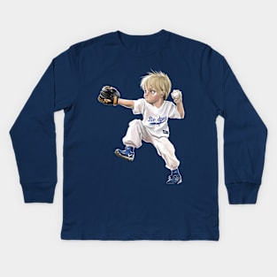 Baseboll boy Kids Long Sleeve T-Shirt